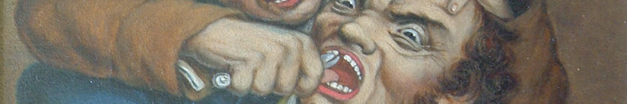 Artwork depicting historic tooth extraction methods is displayed in our Dental Collection